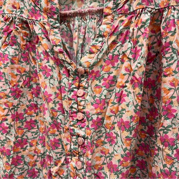 St. John’s Bay M Pink Floral Blouse Peasant Top 3/4 Sleeve Cottagecore Boho - Picture 4 of 6